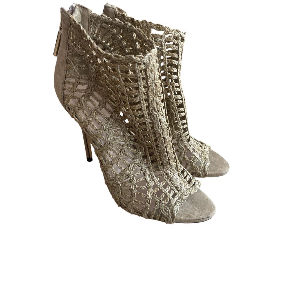 Zara heels women’s size 39 tan woven cage stiletto peep toe